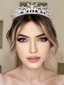Damlalı Spiral Döngülü Gelin Tacı