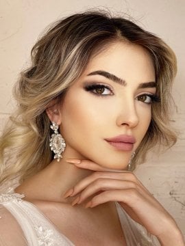 Büyük Zirkon Taşlı  Modern Gelin Küpesi