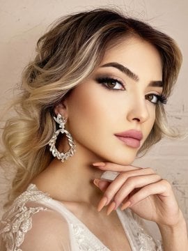 Kristal Taş Çevrili Halka Gelin Küpesi