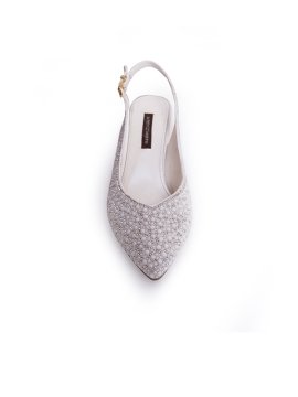 Slingback İnci İşlemeli Mini Topuklu Gelin Ayakkabısı