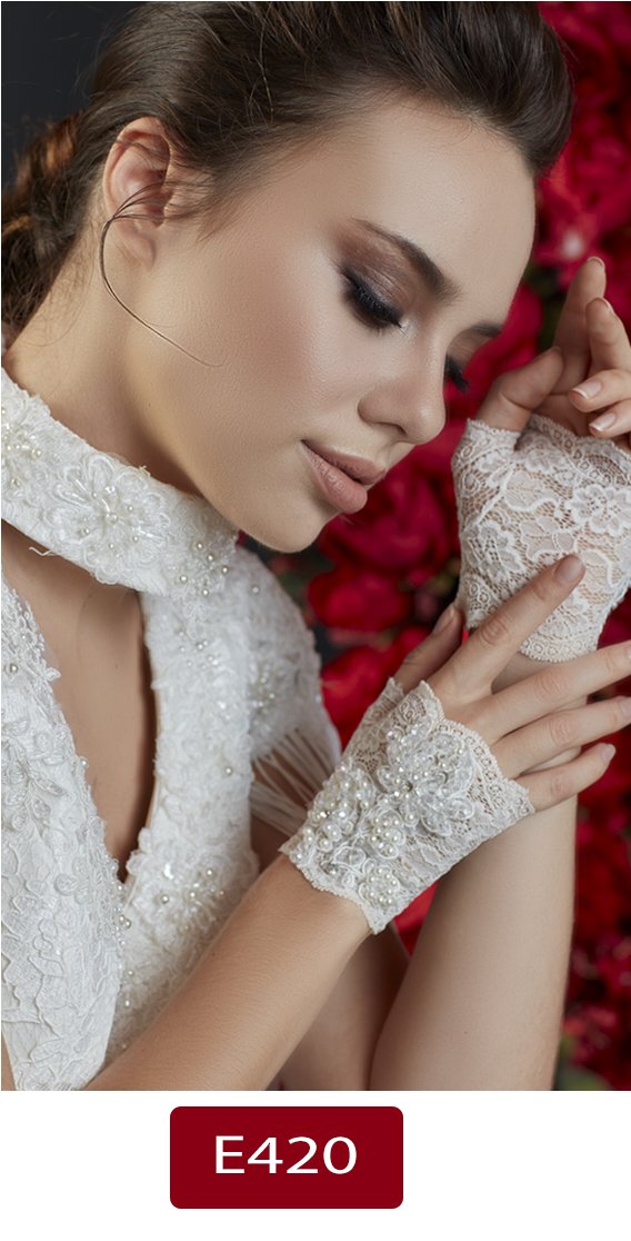 Dantel İşlemeli Parmaksız Nikah Eldiveni